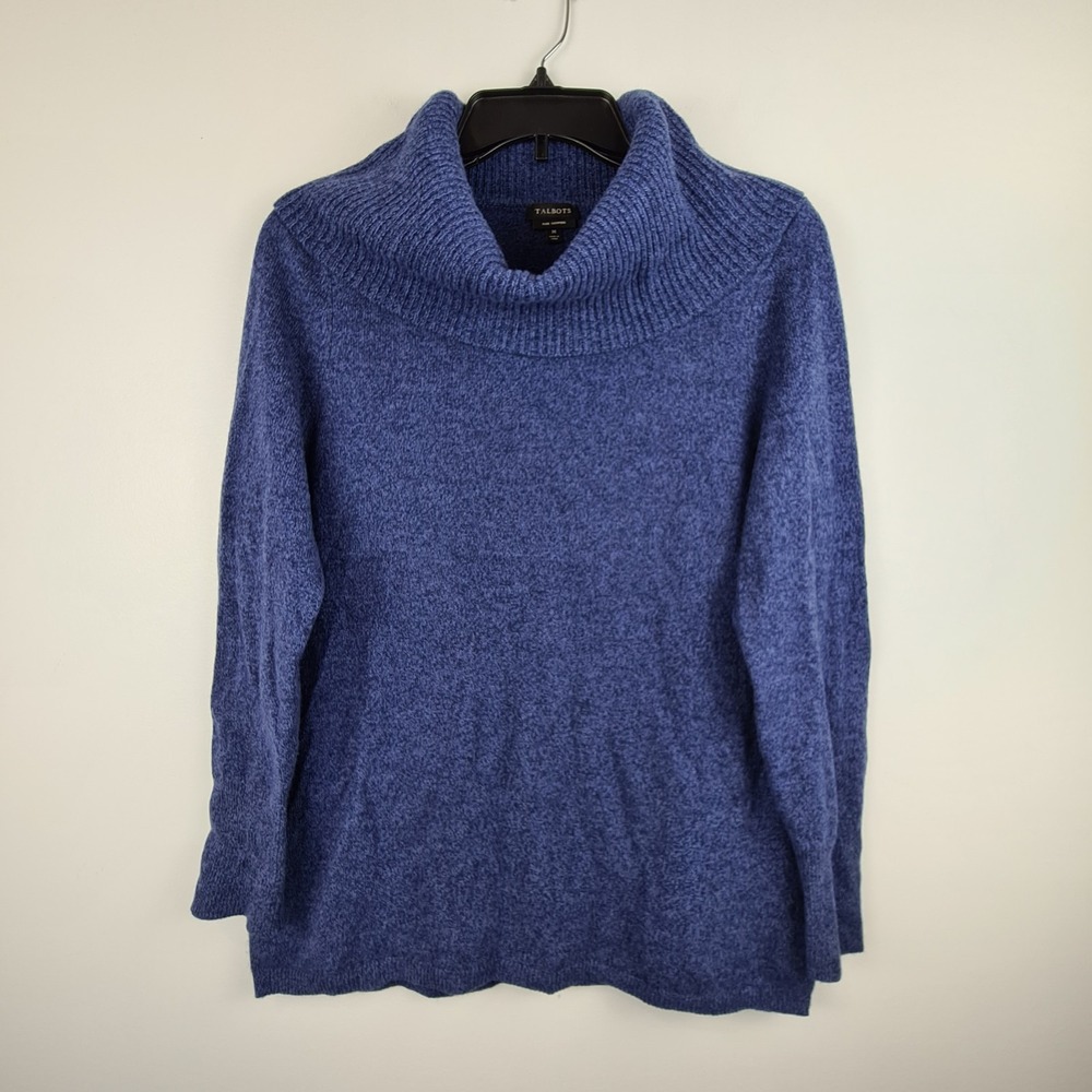 Talbots‎ Pure Cashmere Sweater Women's Cowl Neck Pullover Blue Medium Classic